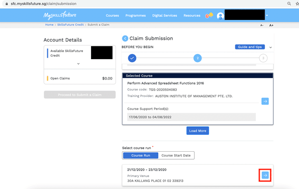 skillsfuture credit claim step 5